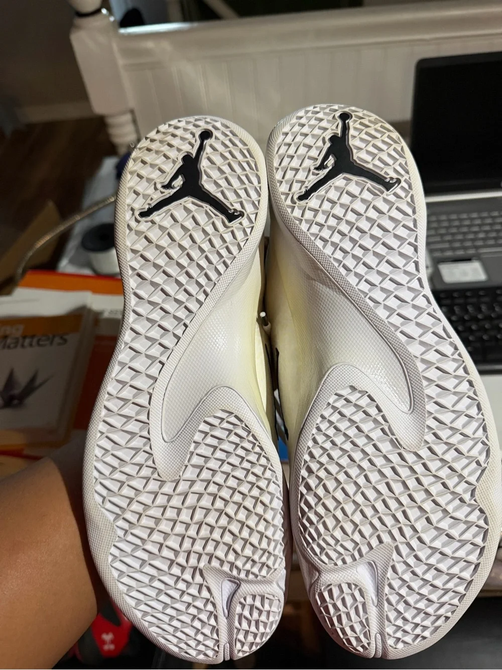 Jordan Men’s Mid-Top Basketball Sneakers - White/Black